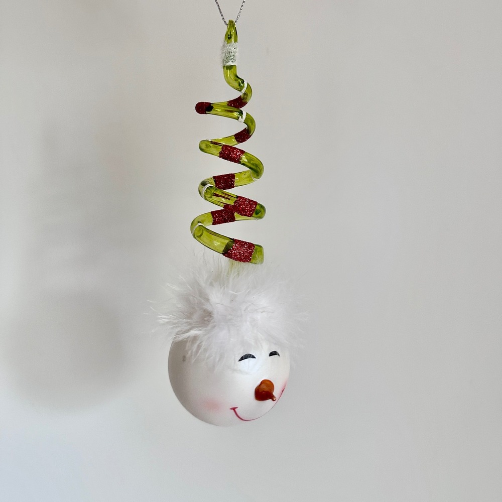NWT Whimsical Glass Snowman Head Ornament - Picture 5 of 8
